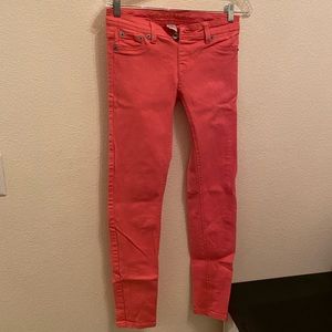 Coral colored skinny pant